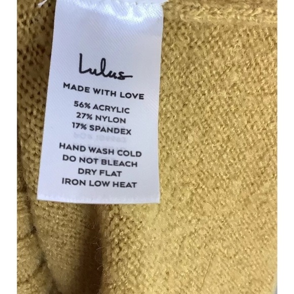 Lulus Sz S Its Groovy Crochet Arm Sweater Dress Mustard Yellow Acrylic Retro - Picture 8 of 9